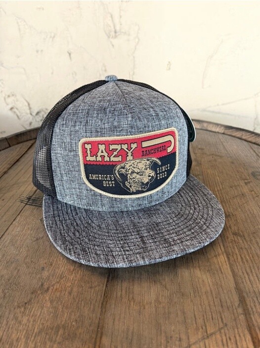 LAZY J RANCH WEAR CHARCOAL & BLACK 4" AMERICA'S BEST PATCH CAP