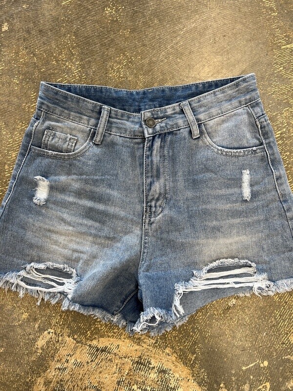 High Waist Distressed Shorts