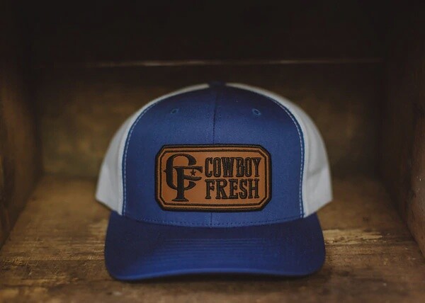 CURVED BILL TRUCKER BLUE/WHITE OG PATCH
