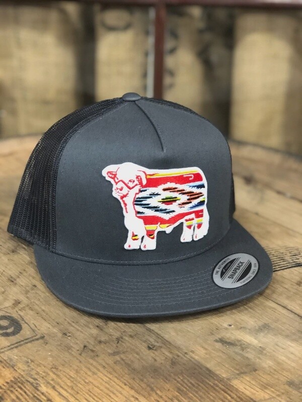 LAZY J RANCH WEAR GRAY & GRAY 4" SERAPE BULL CAP