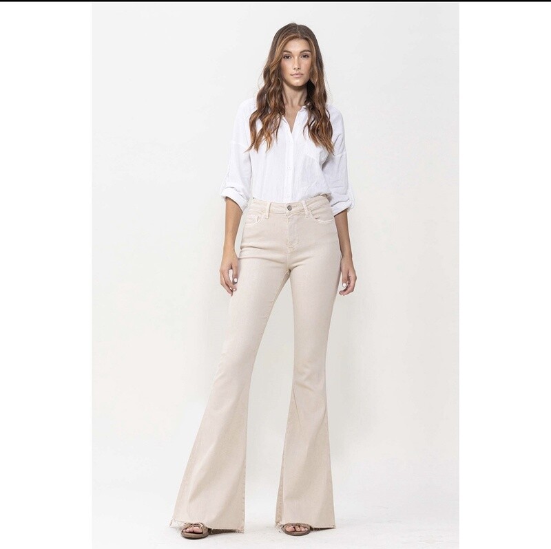 Beige High Rise Super Flare