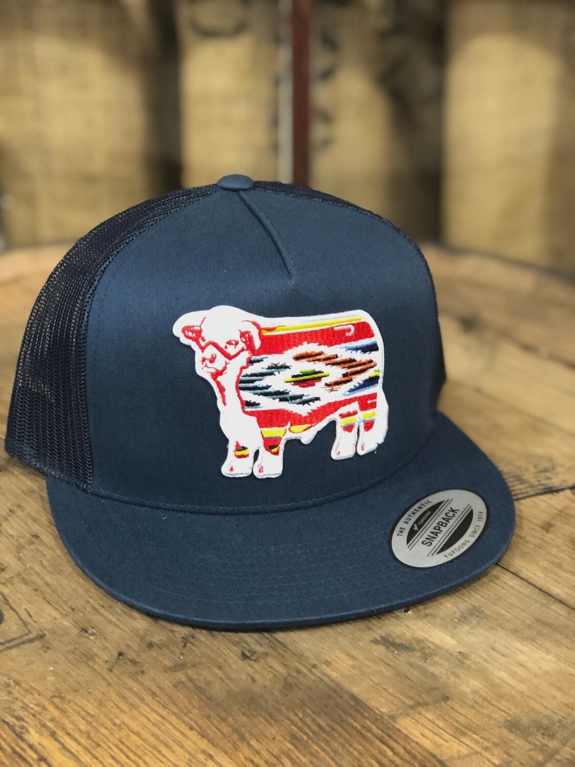 Lazy J Ranch Wear Navy & Navy 4" Serape Bull Cap