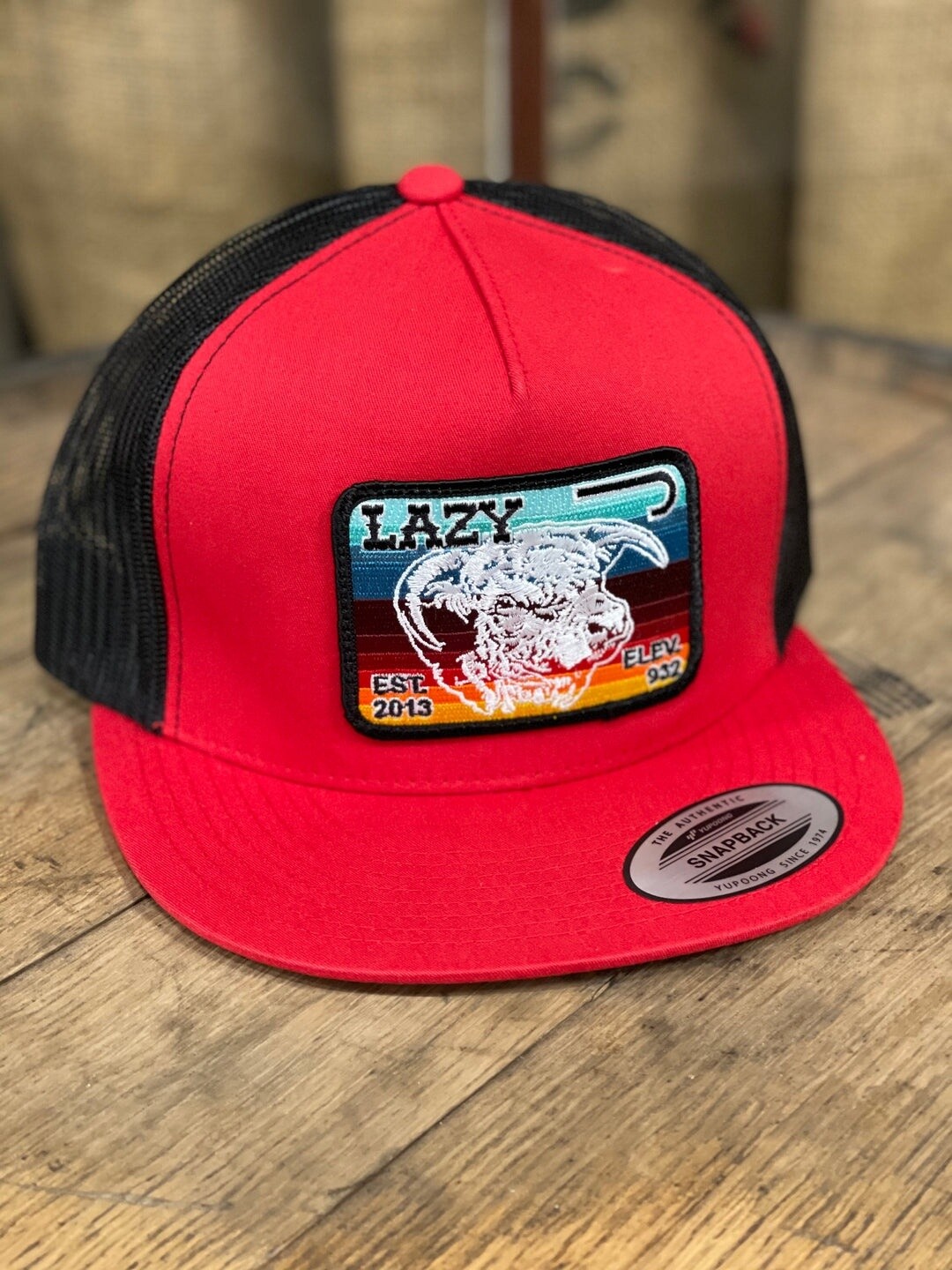 LAZY J RANCH WEAR RED & BLACK 4" SERAPE ELEVATION CAP