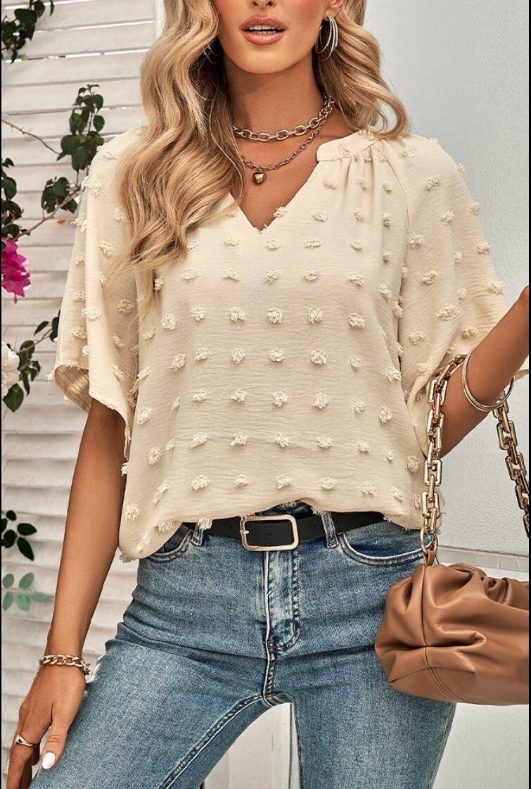 Spot V-neck blouse