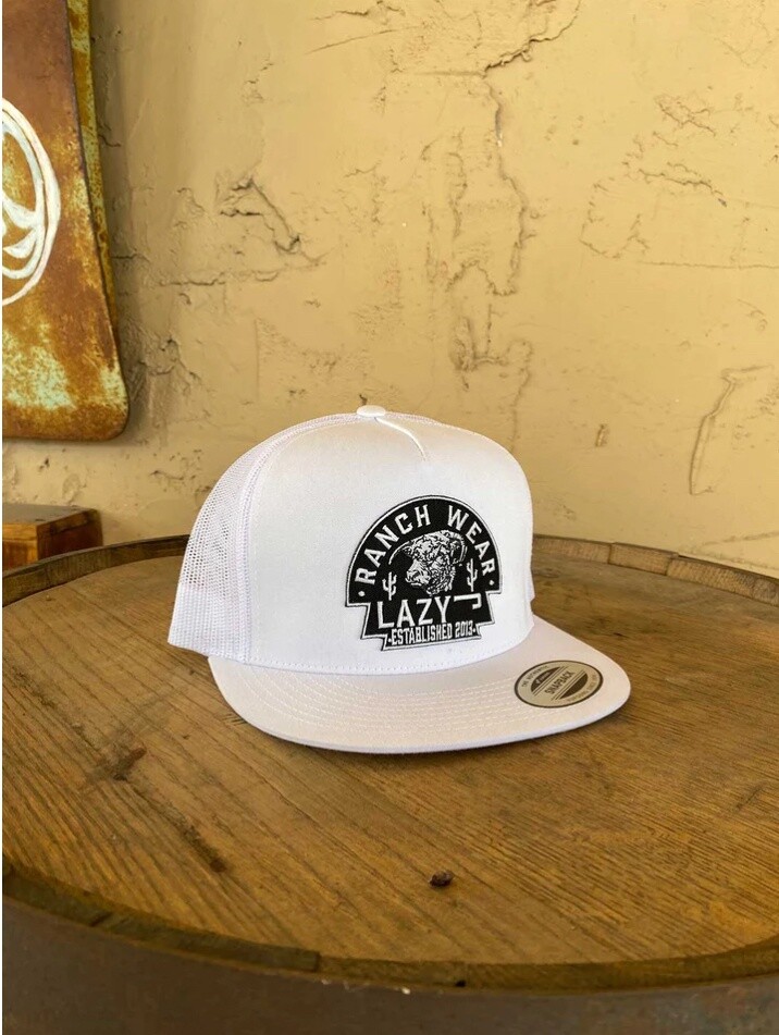LAZY J RANCH WEAR WHITE & WHITE 4" ARROWHEAD PATCH CAP