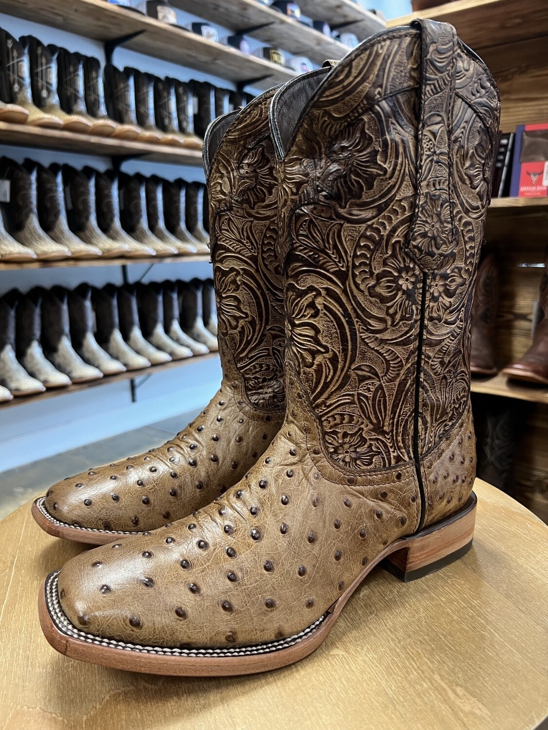 Ostrich Tooled Leather