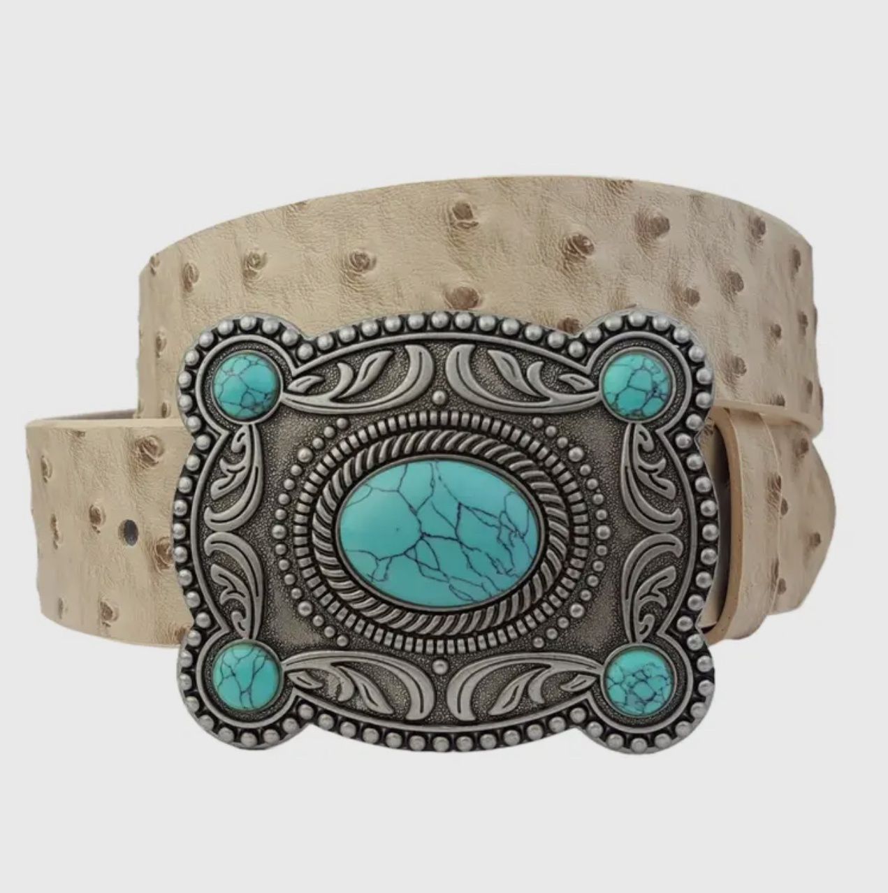 Beige Ostrich Belt