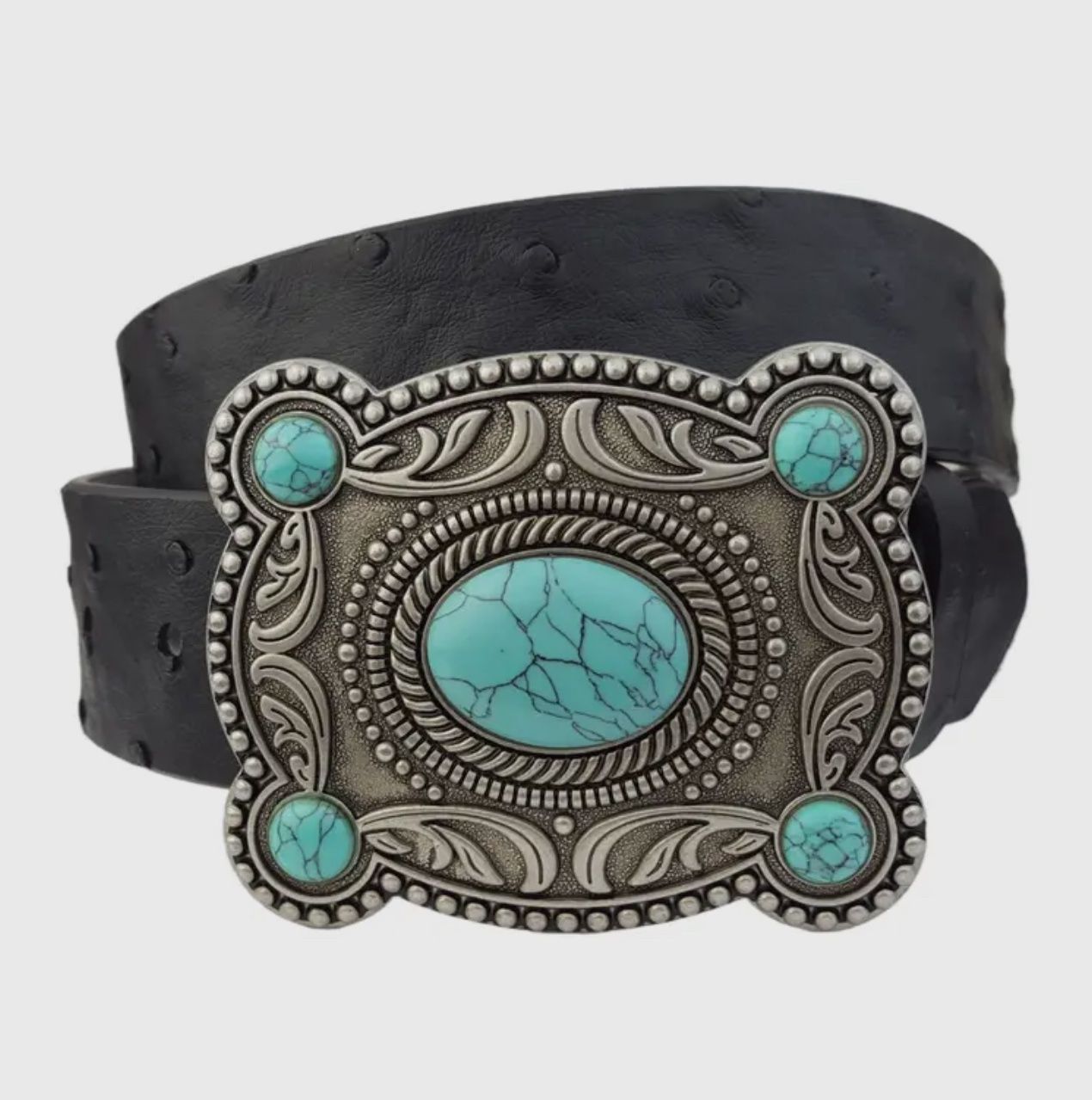 Black Ostrich Belt