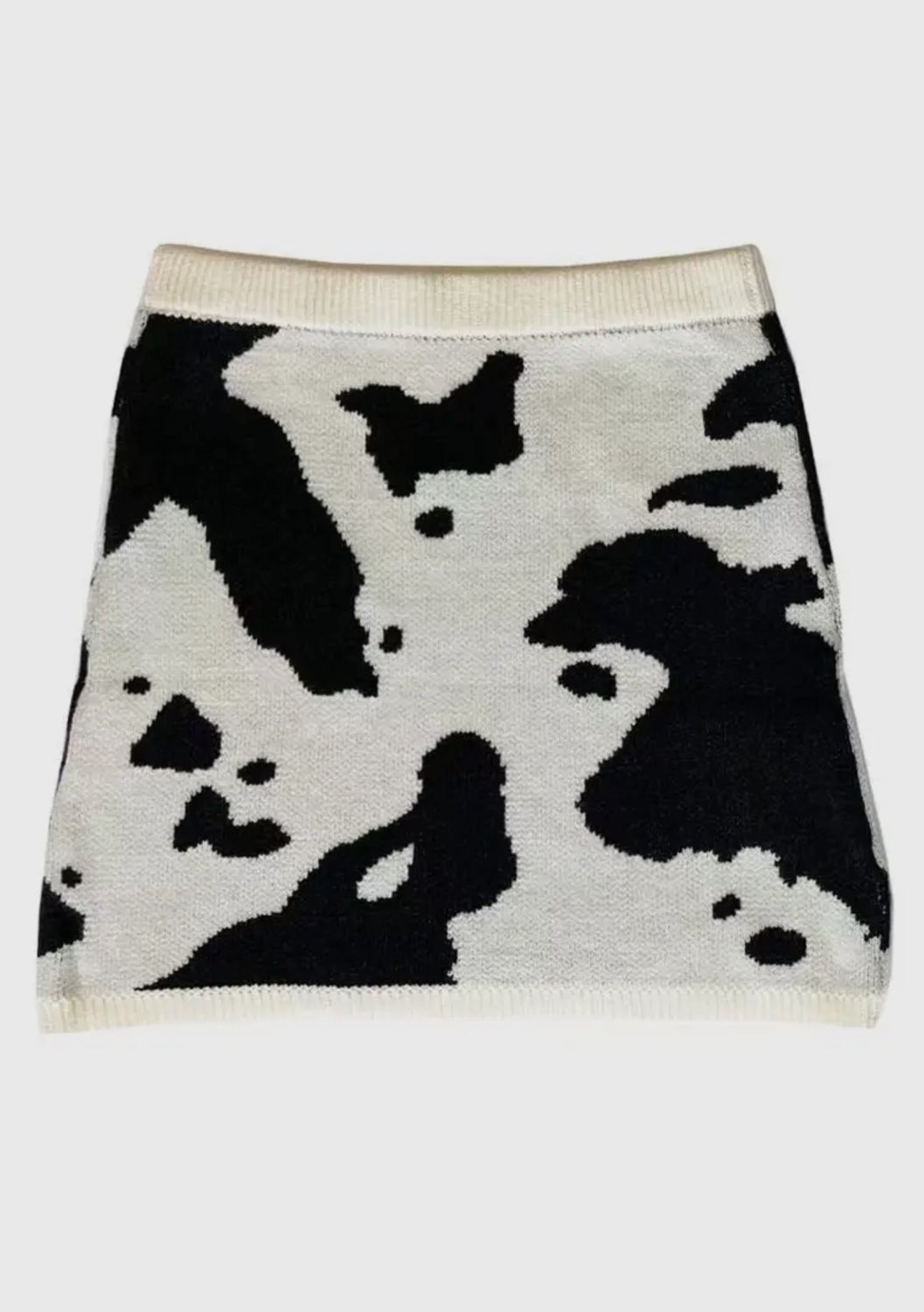 Cow print knit skirt
