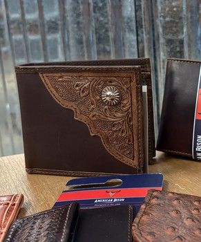 American bison brown leather bifold