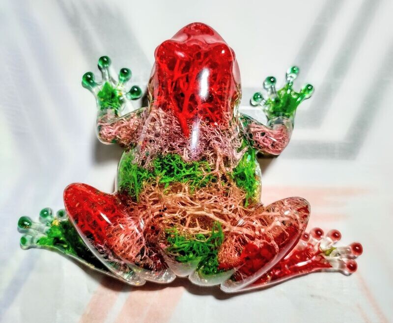 Resin multicolor moss frog