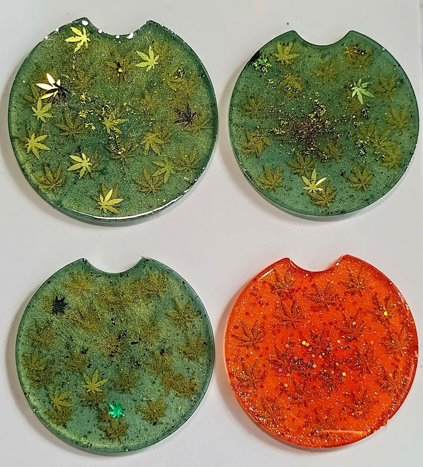 Pot leaf car coasters