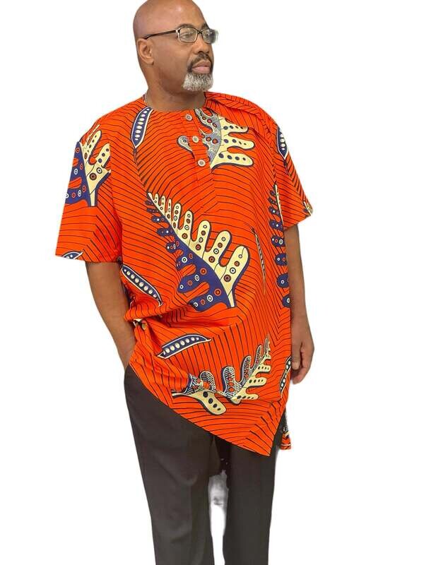 Men's Short Sleeve Ankara Top