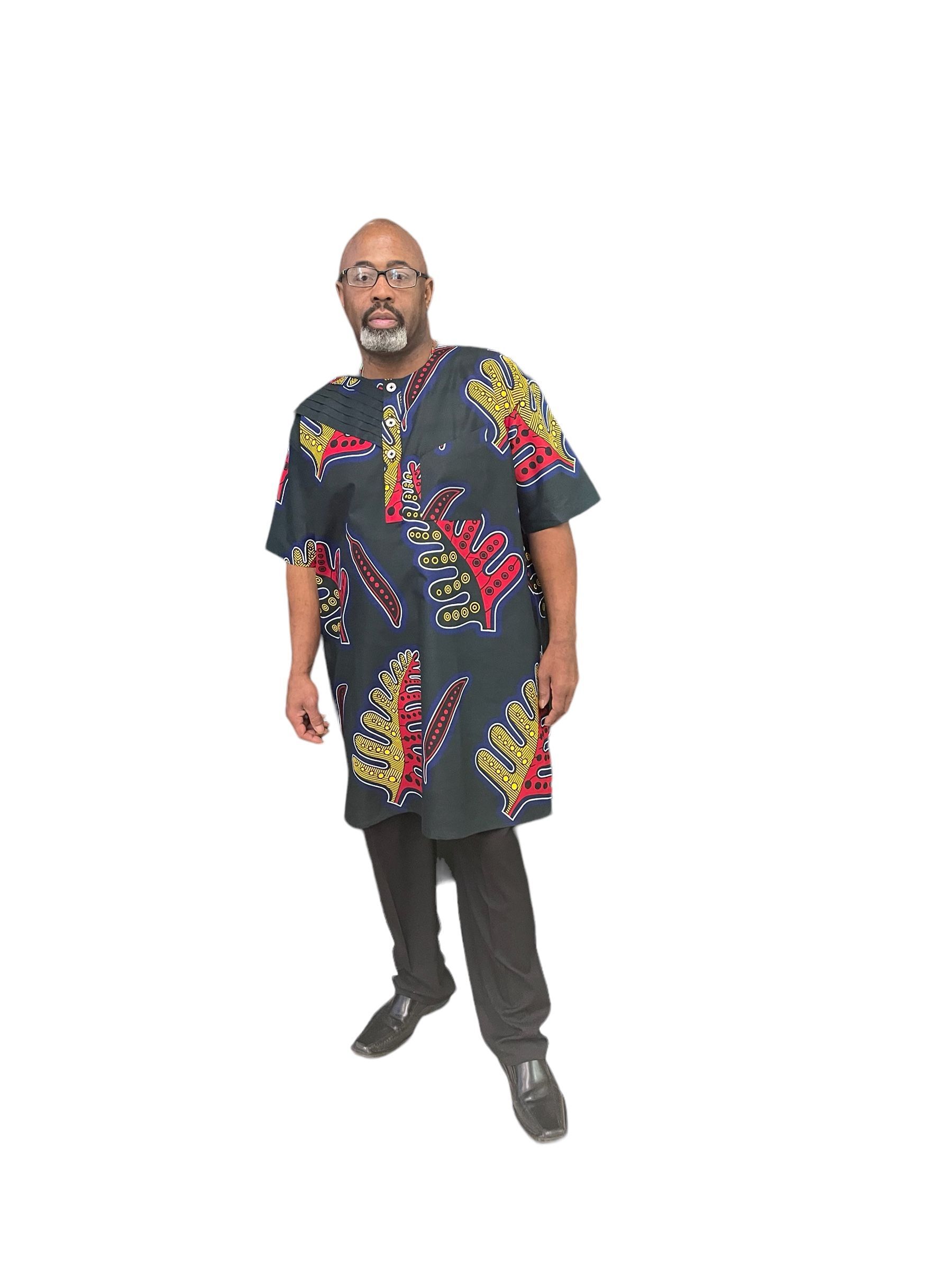 Men's Short Sleeve Ankara Top