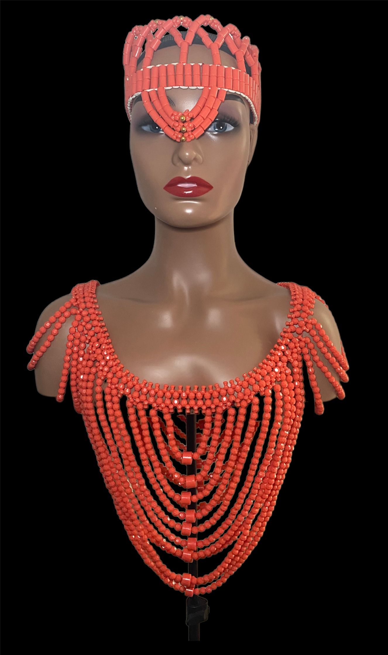 Bridal Coral Bead Traditional Wedding Shoulder Cape Accessory