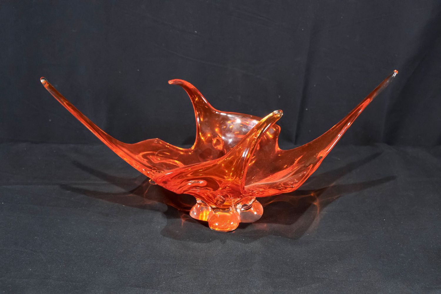 Abstract Italian Orange Glass Sculpture