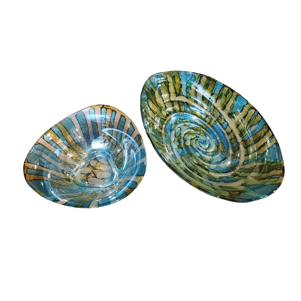 Set of Two Swirled Glass Bowls
