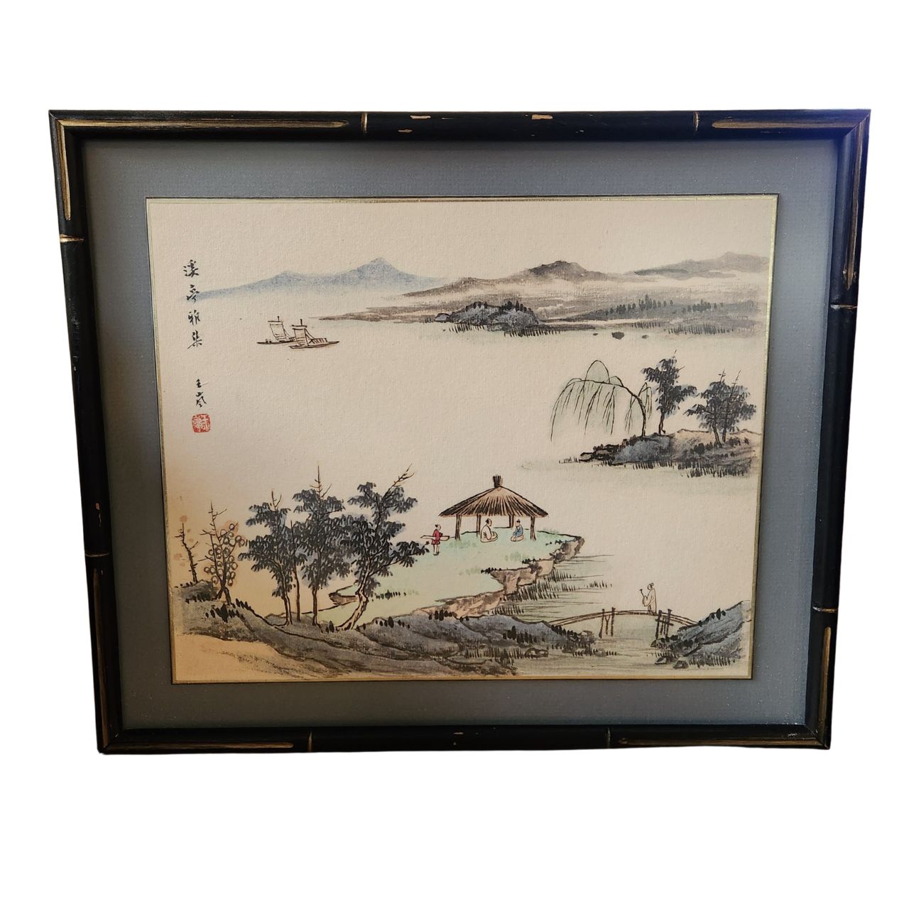 Framed Traditional East Asian Painting – “The Fragrance of Plum Blossoms”