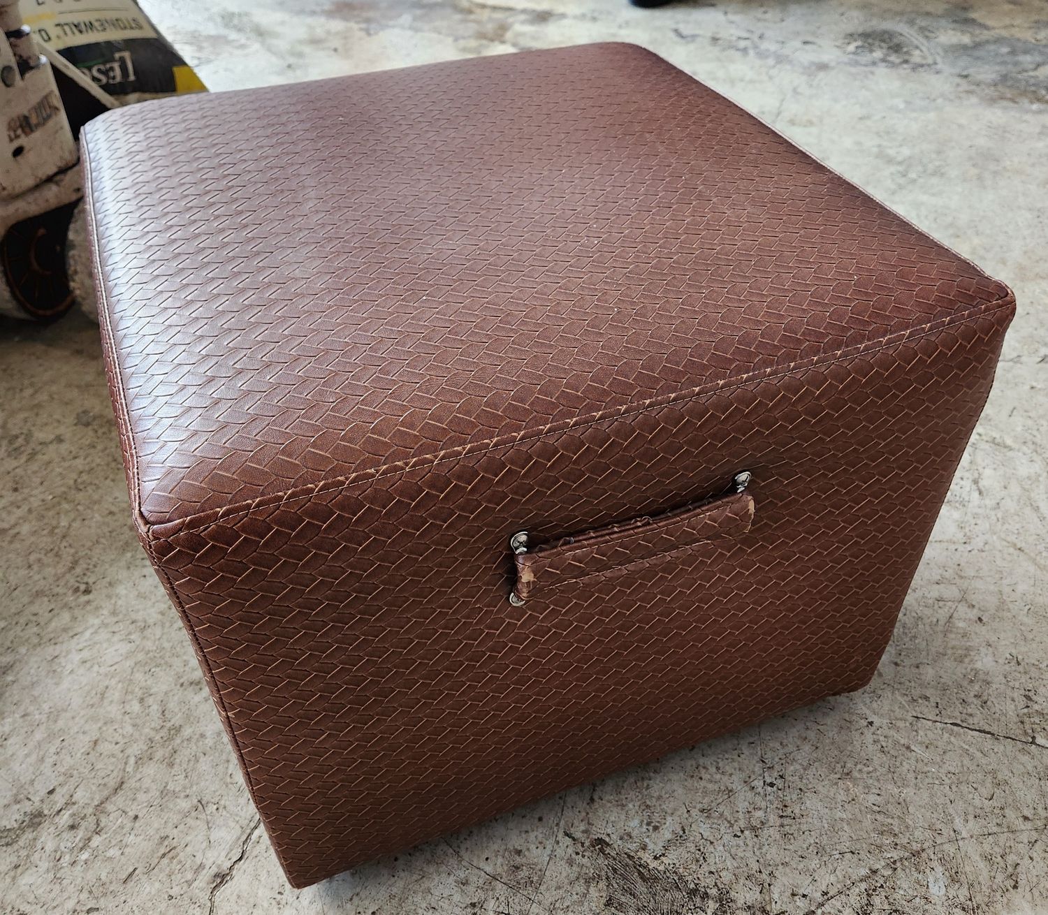 Brown Upholstered Rolling Ottoman