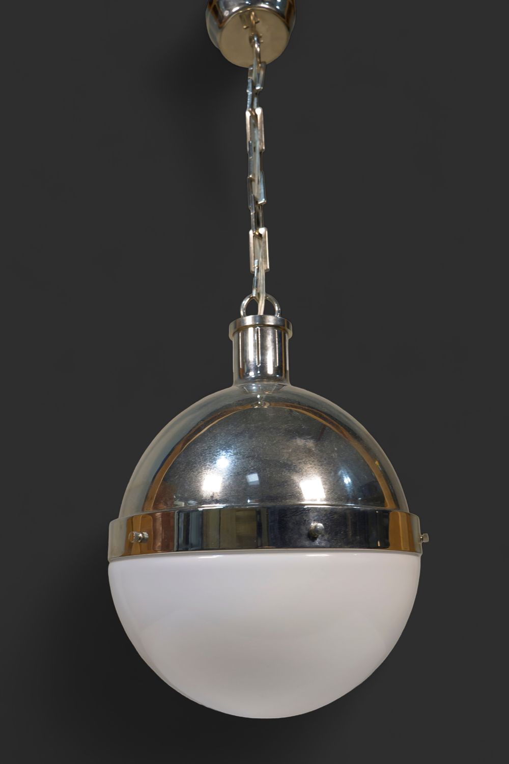 Chrome Globe Pendant with Glass Shade