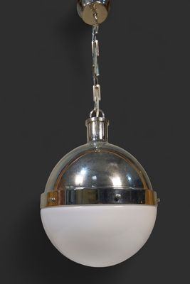 Chrome Globe Pendant with Glass Shade