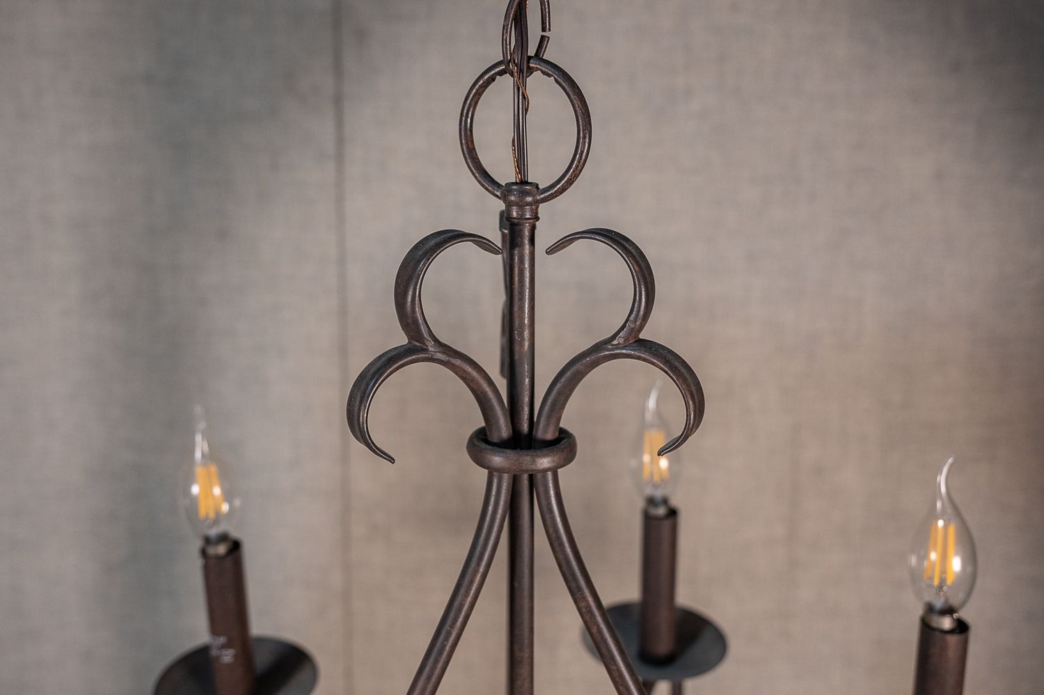 6 -Light Bronze Metal Chandelier