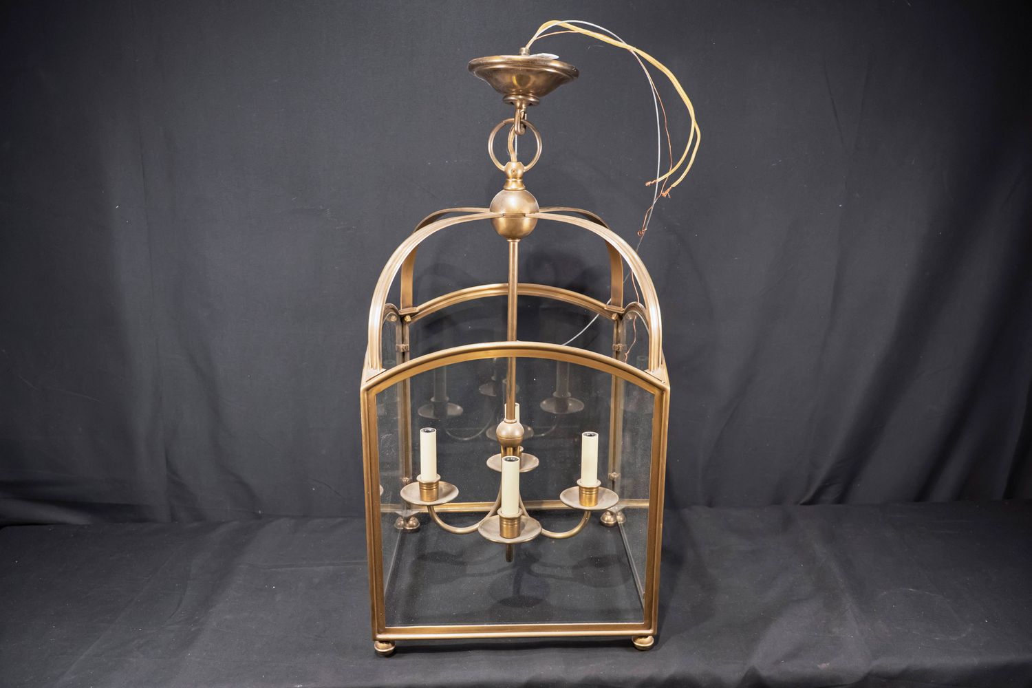 Vintage French Brass Lantern - Pendant Light Fixture