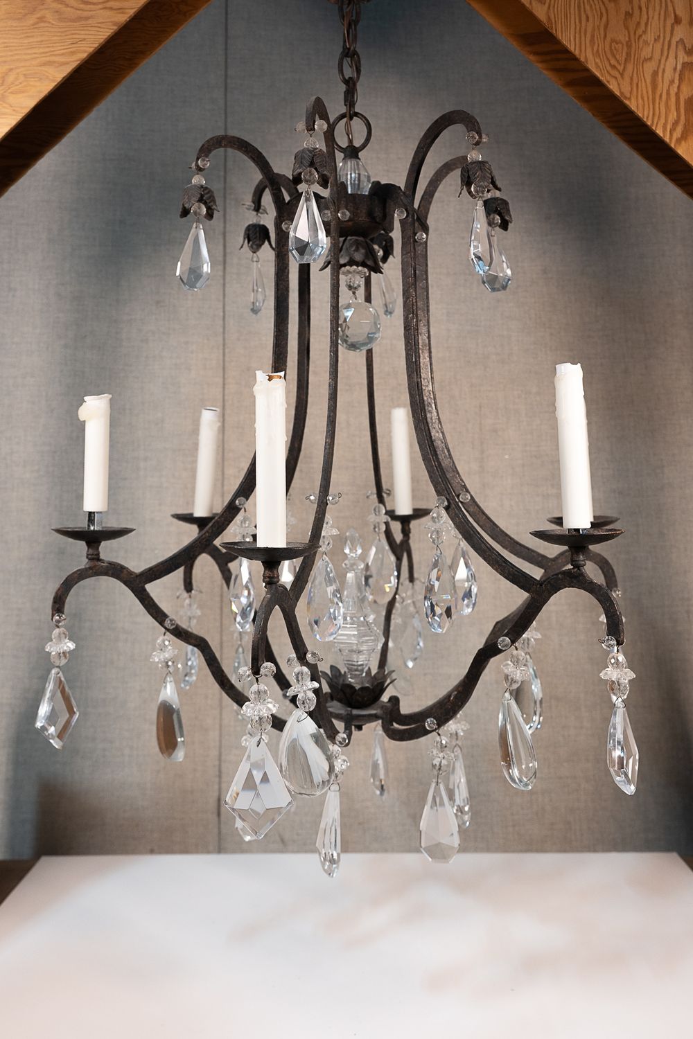 6-Light Rustic French Country Wrought Iron Candle Chandelier