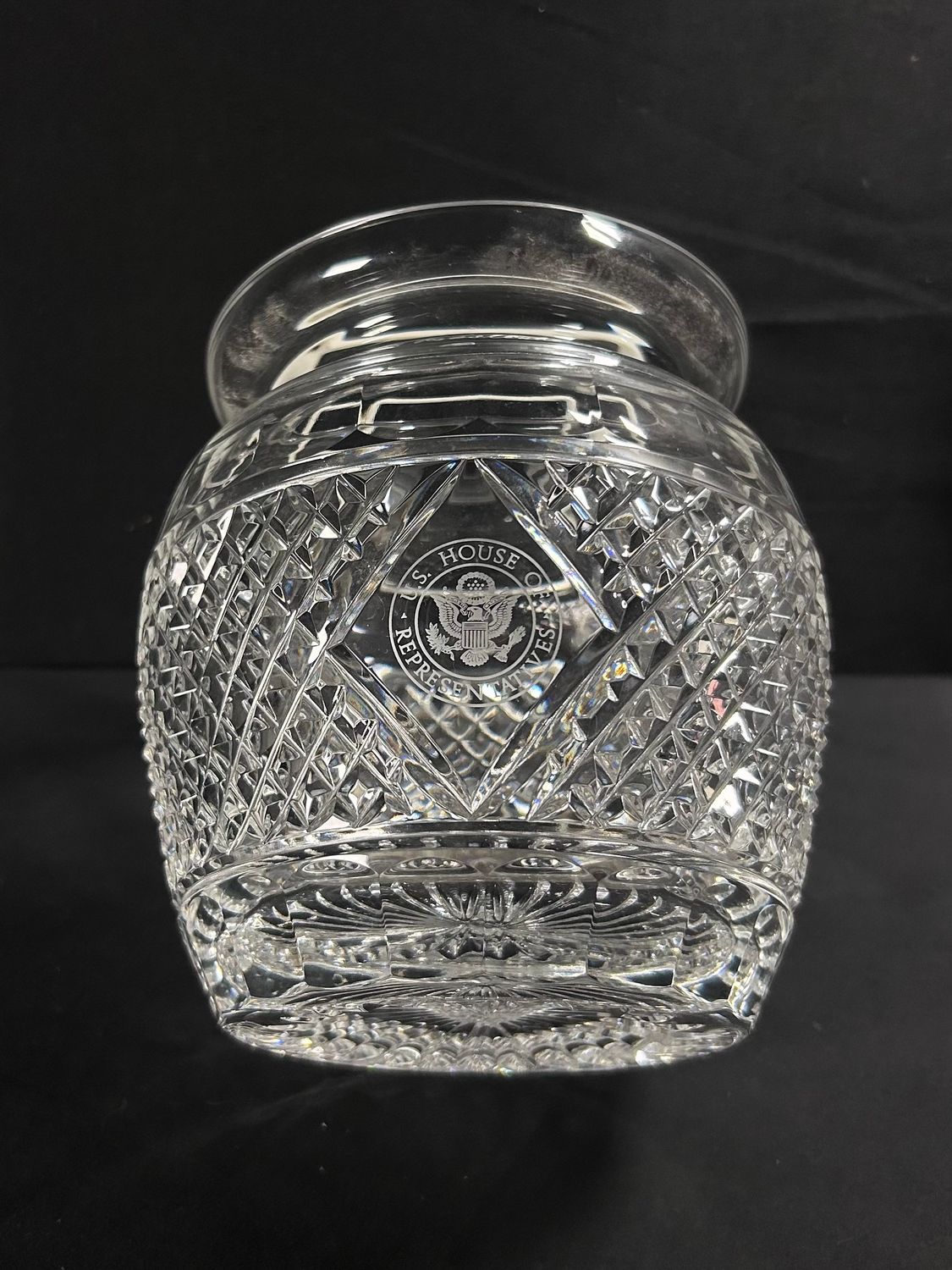 Stamped Lenox Cut Crystal Vase - Etched Signature of Dan Rostenkowski