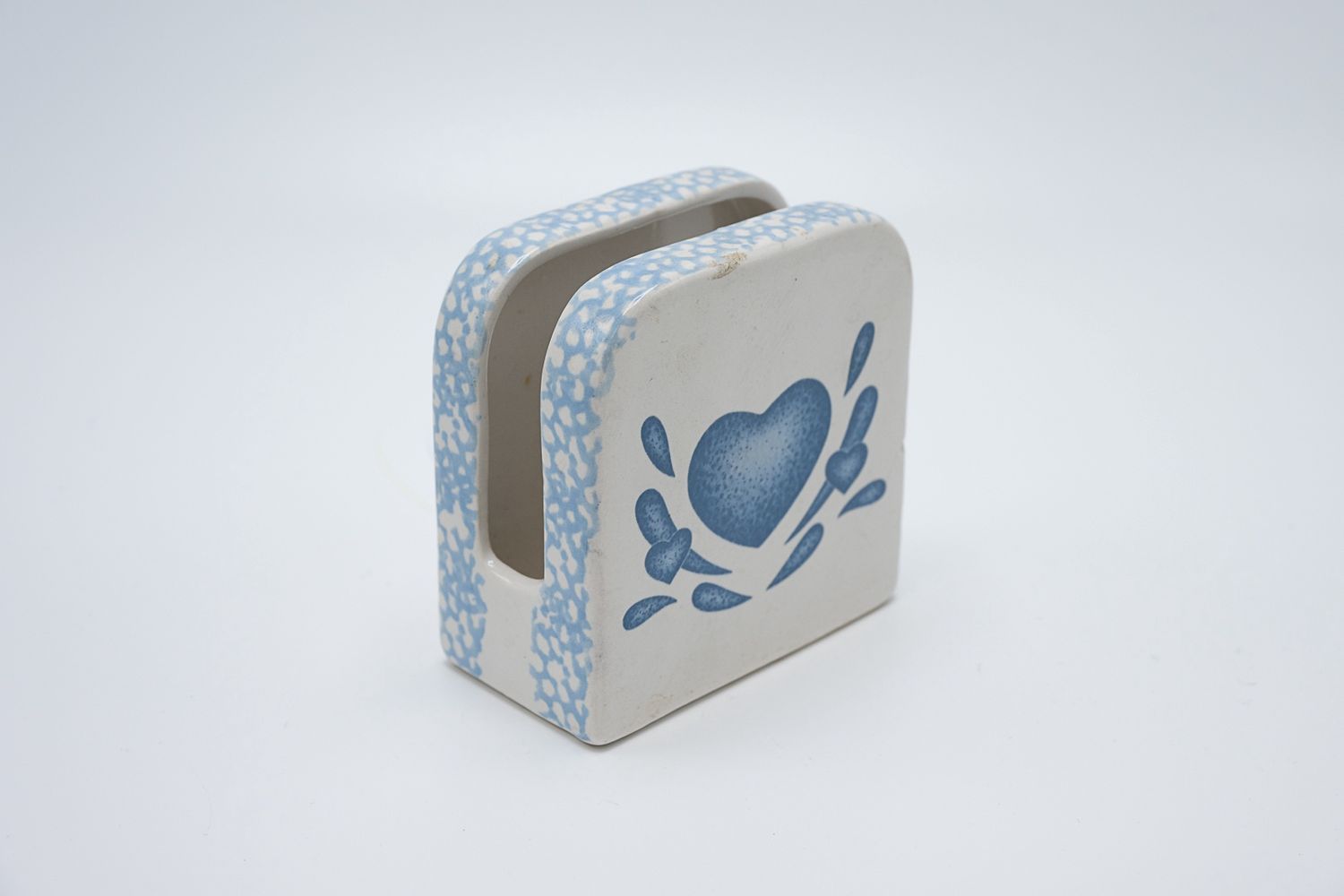 Blue Hearts Ceramic Napkin Holder