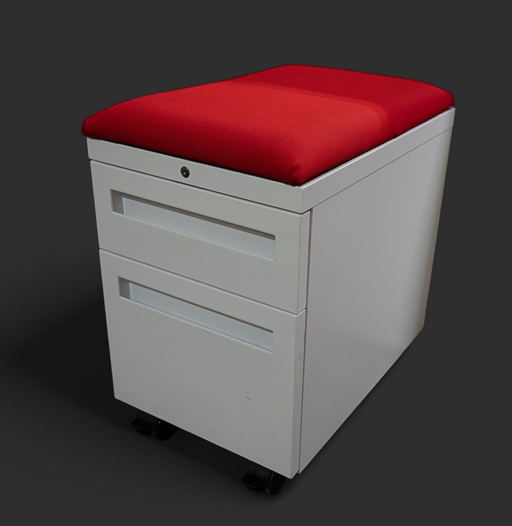 Red Rolling Padded File Cabinet *NO KEY*