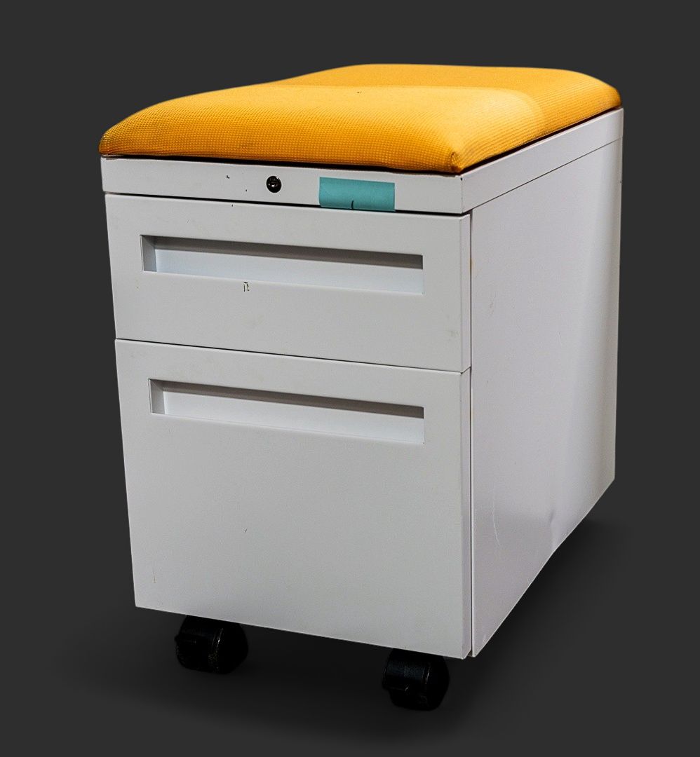 Yellow Rolling Padded File Cabinet *NO KEY*