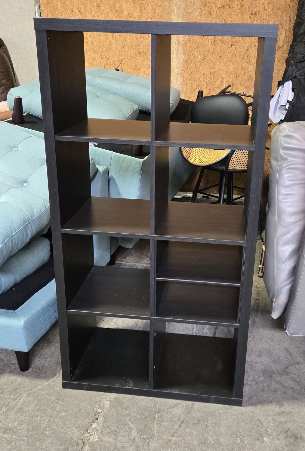 IKEA KALLAX  8-Shelf unit, black-brown with Small Shelf Split Insert