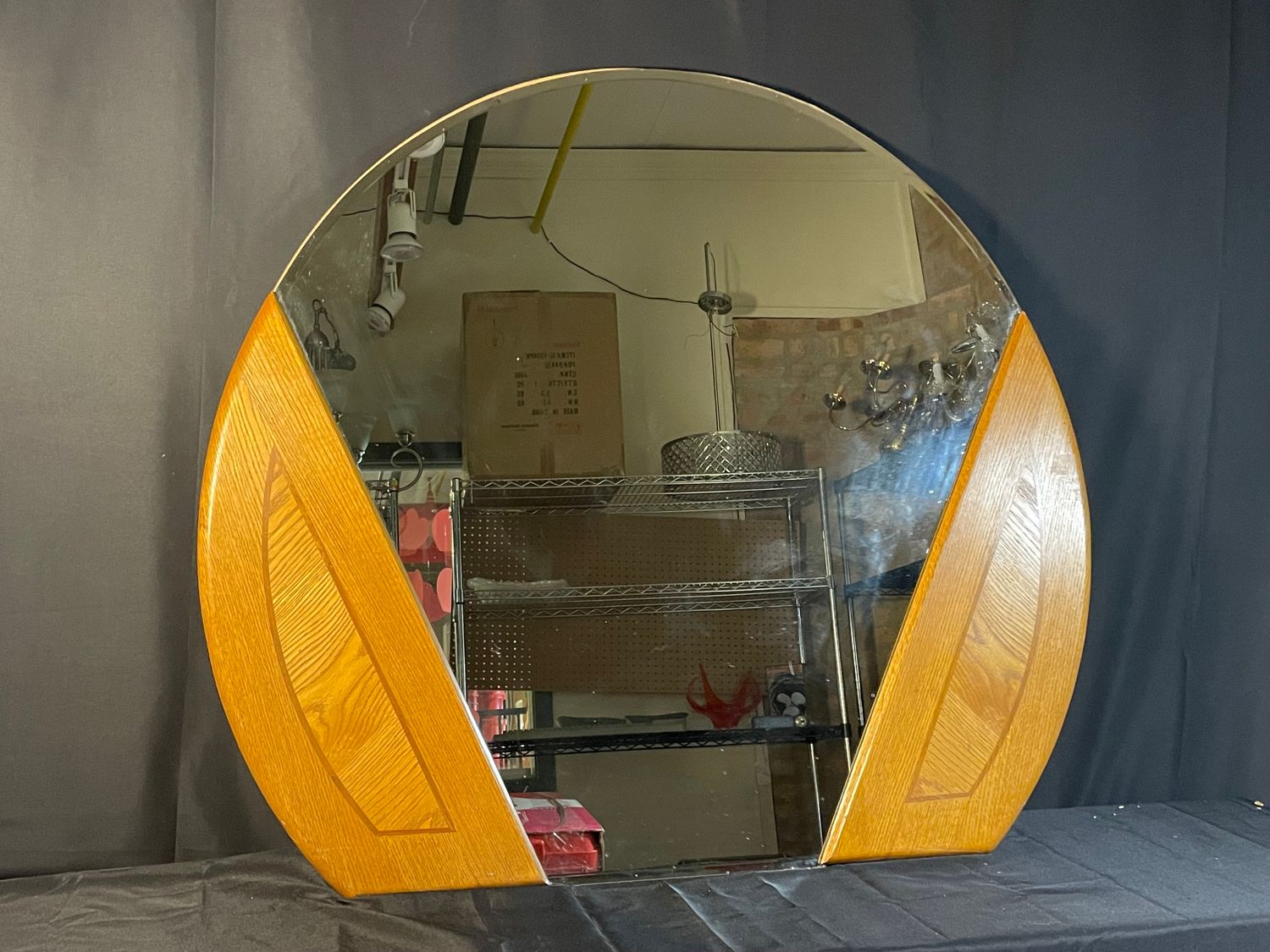 Vintage Oak Vanity Mirror