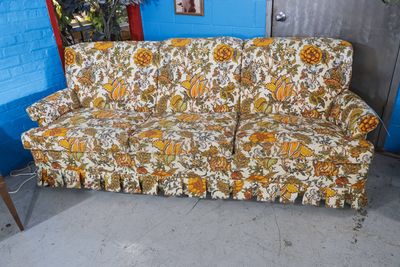 Groovy Vintage 70s Marigold Sofa w/ Skirt