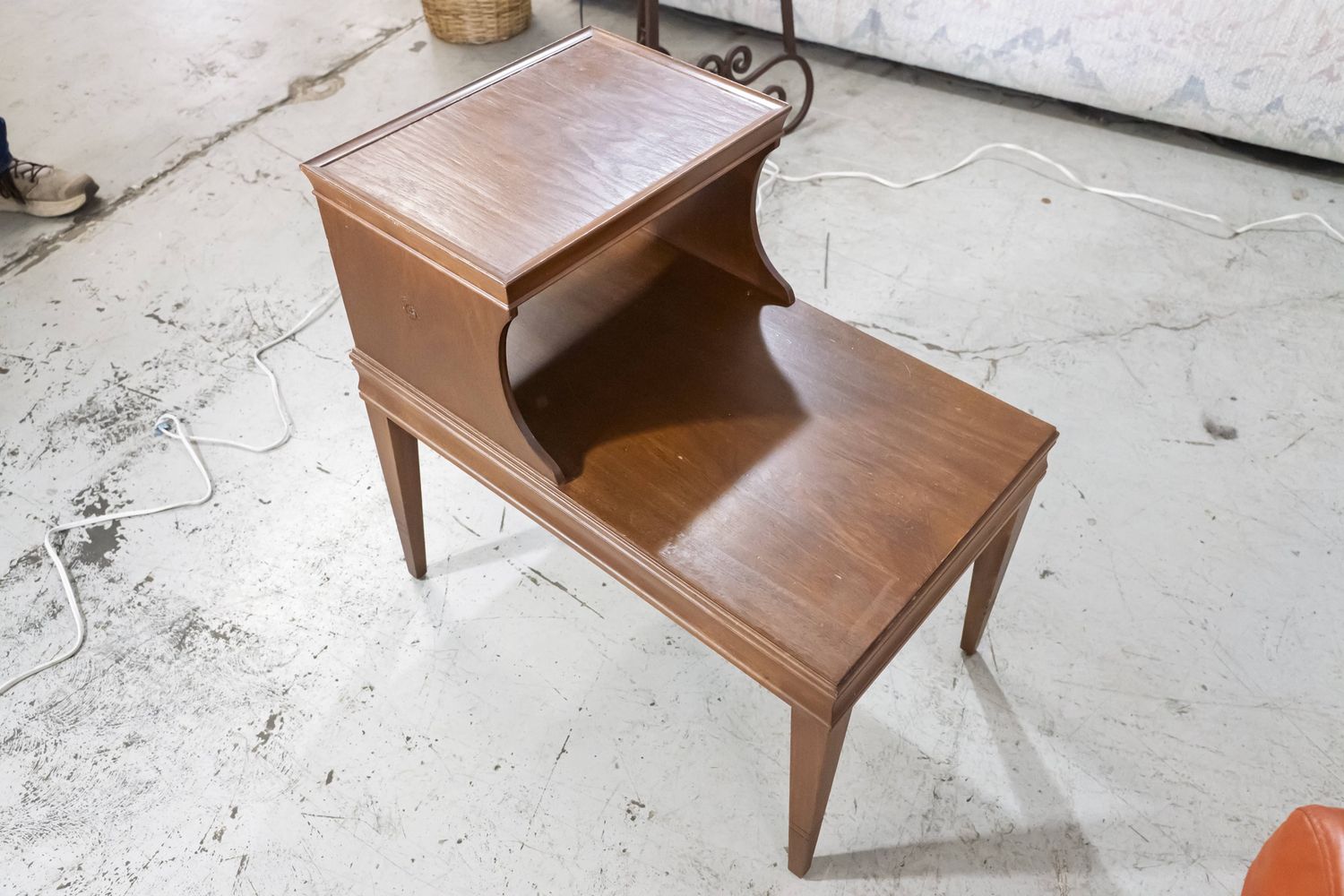 Mid-Century Style Warm Wood Tiered Side Table