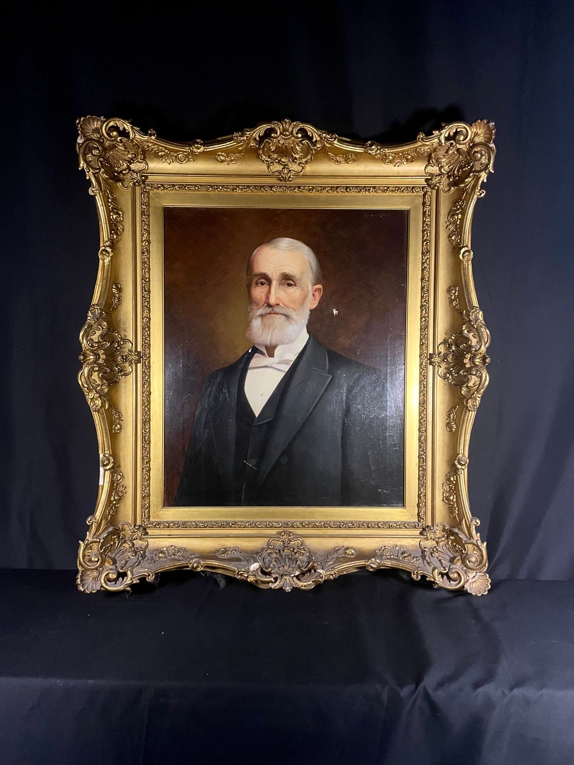 Original Portrait by American Artist Charles Frederick Naegele in Gilded Ornamental Plaster Frame