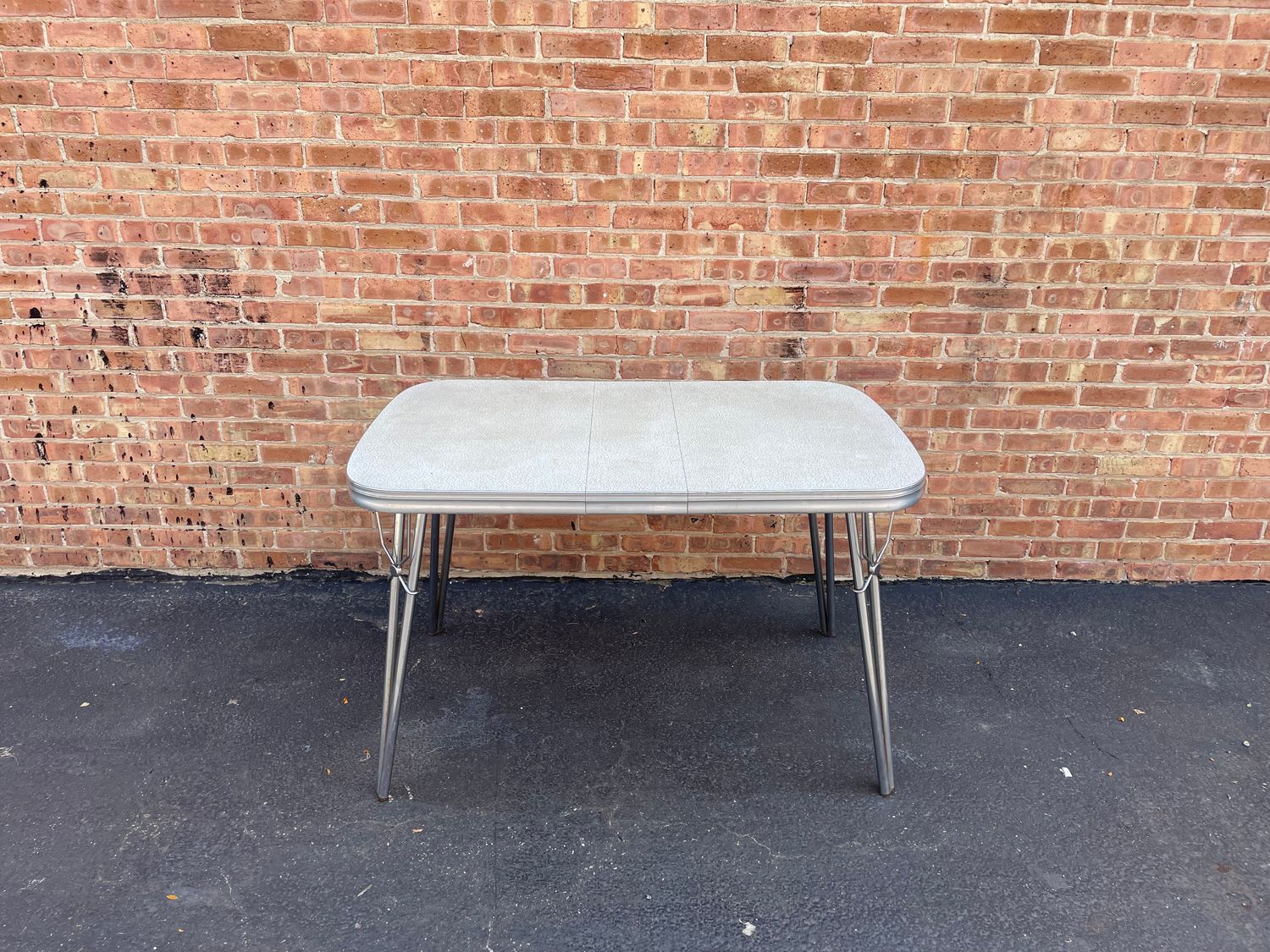 1950's Chrome and Formica Dining Table with Leaf