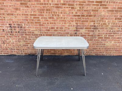 1950's Chrome and Formica Dining Table with Leaf