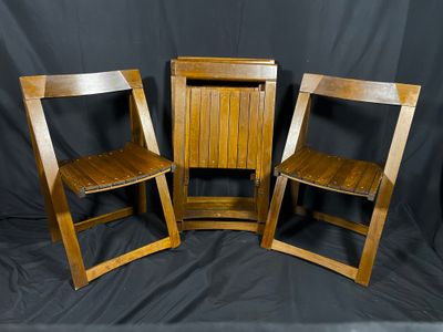 Complete Set of 5 Vintage Jacober Solid Wood Folding Chairs