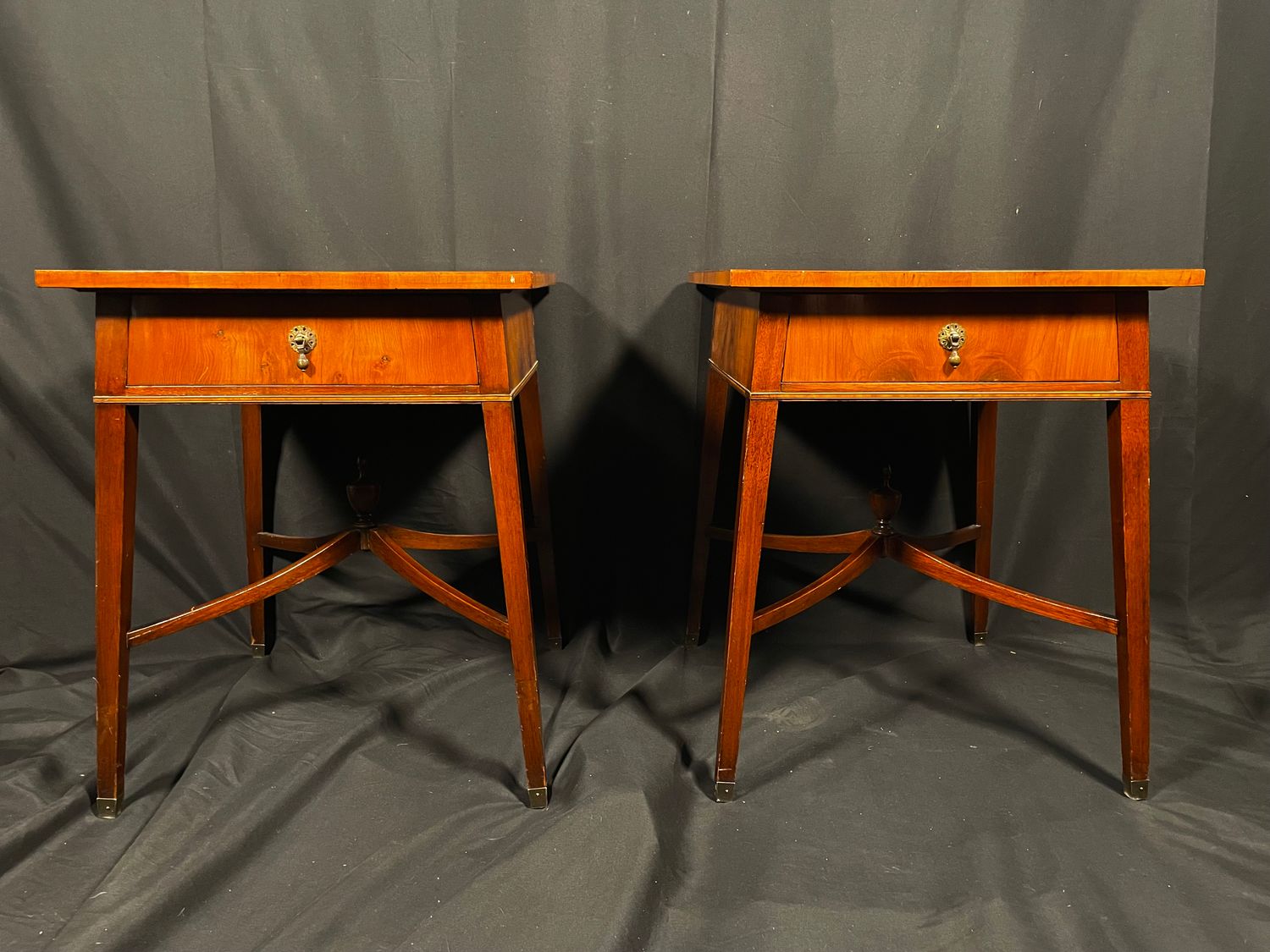 William A. Berkey Furniture Co. Mahogany Side Tables with Leather Tops