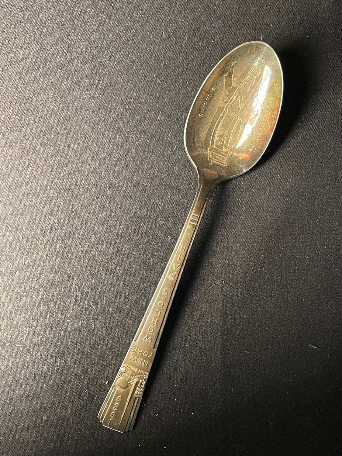 1939 World's Fair Souvenir Spoon: Rogers Silver Plate, Food Exhibition