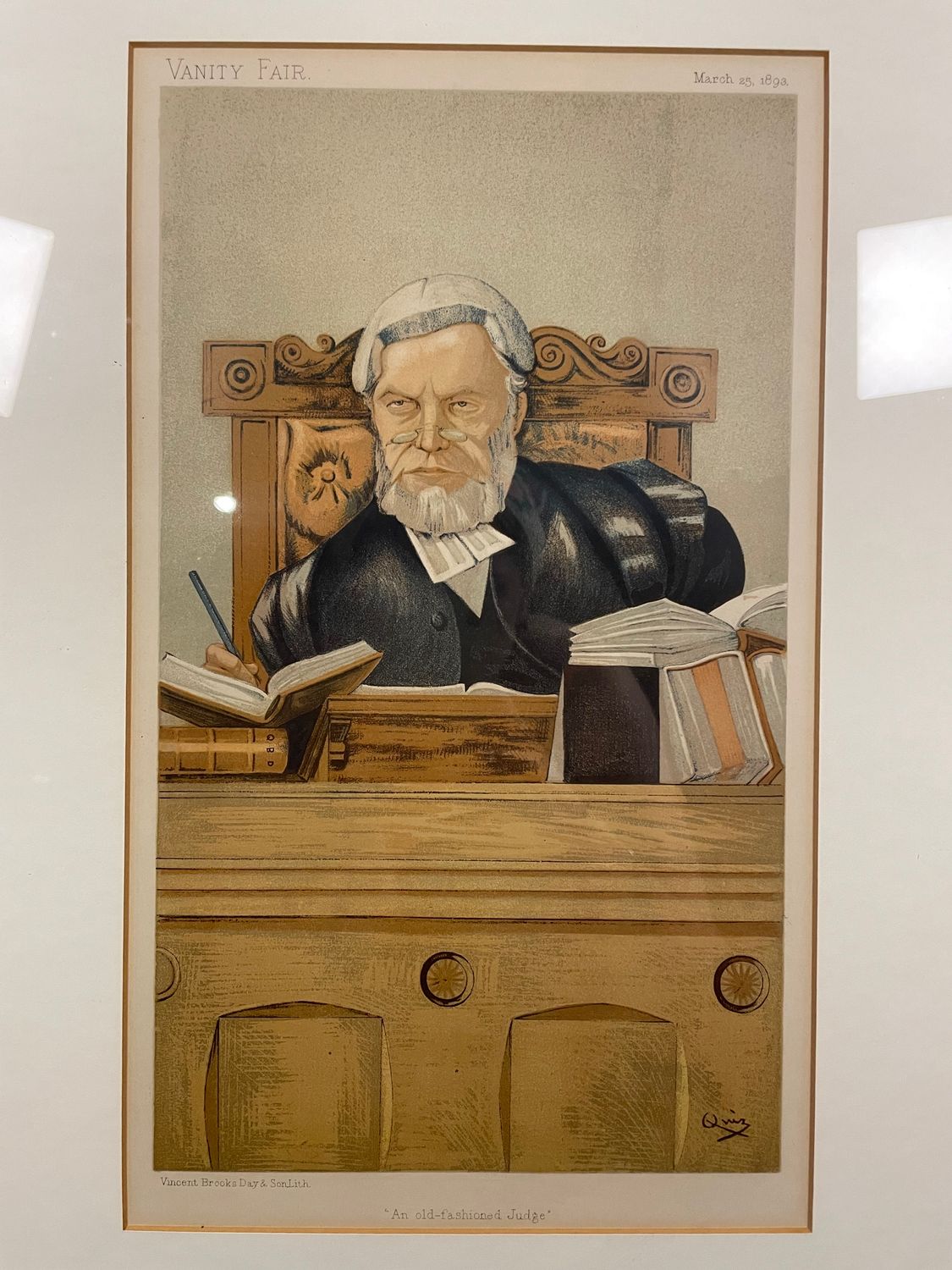 19th Century Vanity Fair Caricature of "An Old Fashioned Judge" by Sir John Paget Mellor AKA Quiz, Original Print