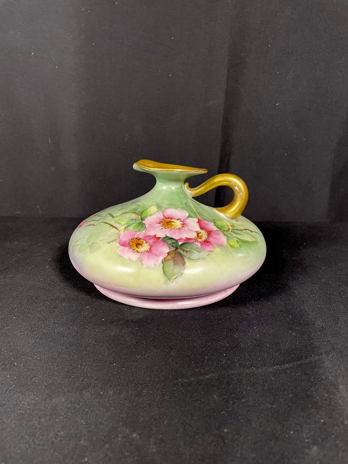 Antique Hand Painted Limoges Porcelain Squat Vase