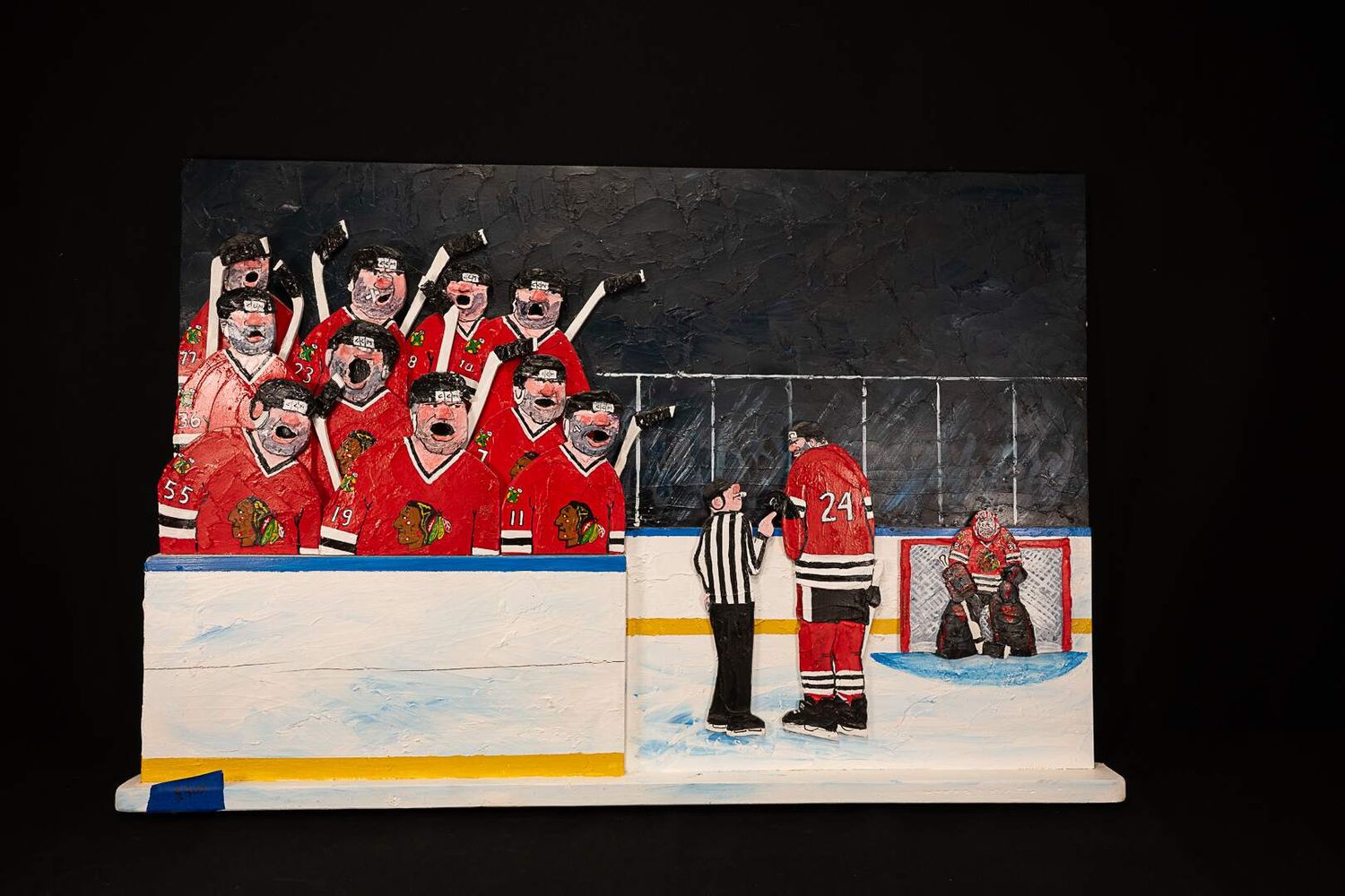 Blackhawks Caricature - Three-dimensional Painted Woodwork