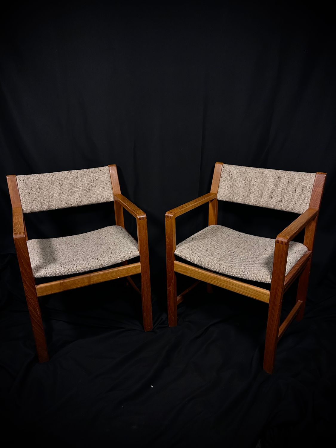 Pair of Teak Mid-Century Modern D-Scan Arm Chairs