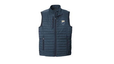 Ladies Navy Puff Vest with Shield