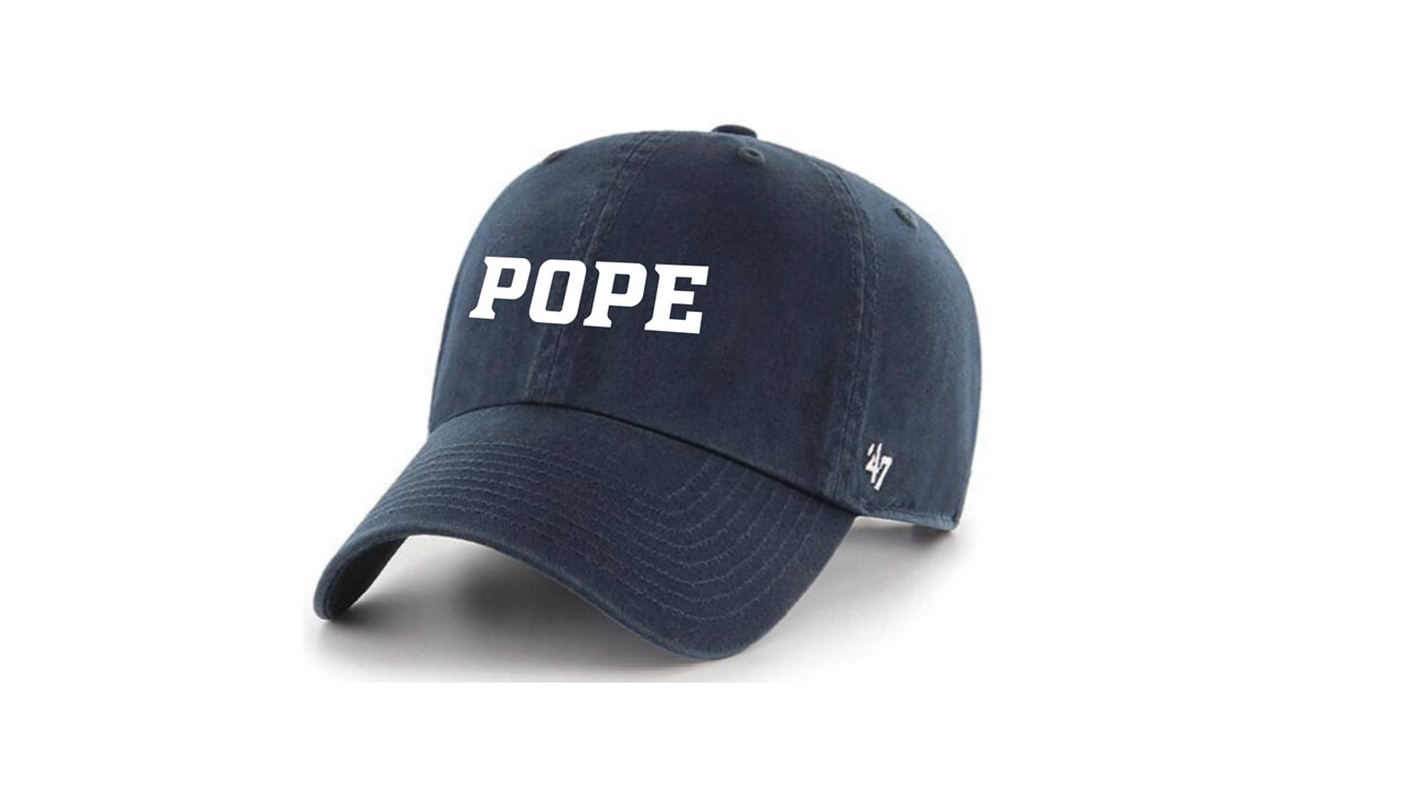 Navy Clean Up Cap with POPE in White