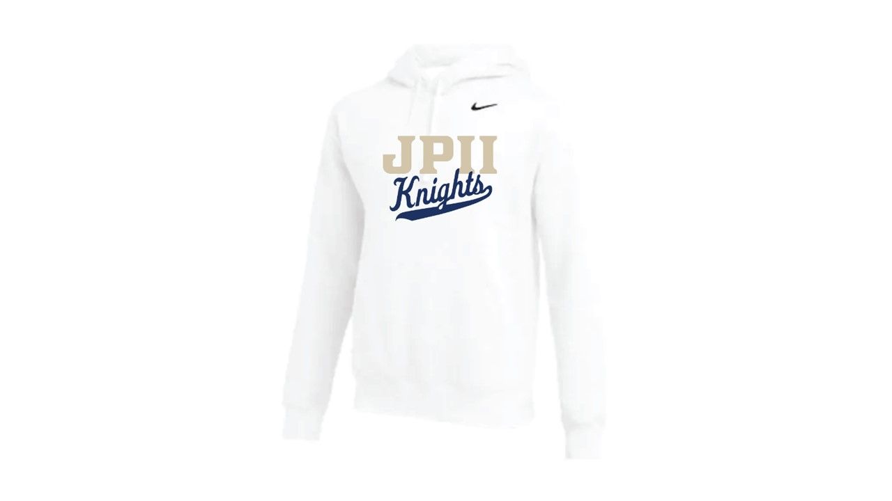 HOODIE - Nike White JPII w/Knights Script