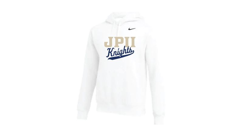 HOODIE - Nike White JPII w/Knights Script